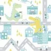 Holden Decor Kids Dinosaur Road Cars Nursery Wallpaper - Teal / Lime 90912 -HOLDEN DECOR Shop 33961451 1