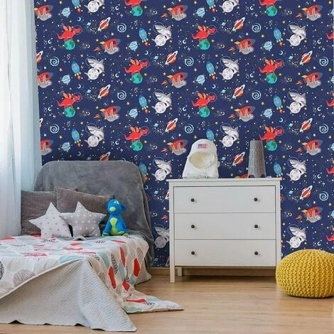 Holden Decor Space Animals Rocket Shark Sloth Star Wallpaper - Navy 90922 Holden Decor Space Animals Rocket Shark Sloth Star Wallpaper - Navy 90922 -HOLDEN DECOR Shop 33961457 2