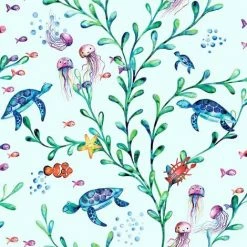Holden Decor Kids Under The Sea Animals Wallpaper - Light Teal 90941