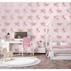 HOLDEN DECOR Holden Kids Iridescent Unicorns Stars Metallic Wallpaper Pink/Rose Gold 90951 3 HOLDEN DECOR Holden Kids Iridescent Unicorns Stars Metallic Wallpaper Pink/Rose Gold 90951 -HOLDEN DECOR Shop 33961471 2