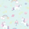 Holden Decor Kids Unicorns Rockets And Rainbows Wallpaper - Teal 90962 -HOLDEN DECOR Shop 33961475 1