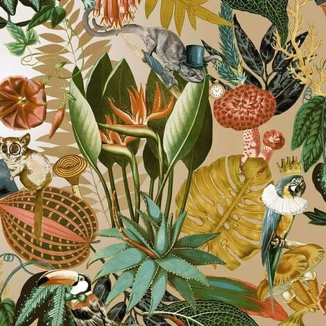 Holden Decor Wonderland Tropical Animals Rainforest Wallpaper - Gold 91191 Holden Decor Wonderland Tropical Animals Rainforest Wallpaper - Gold 91191 -HOLDEN DECOR Shop 33961508 1