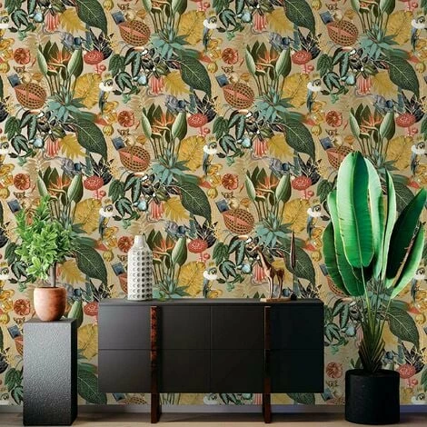 Holden Decor Wonderland Tropical Animals Rainforest Wallpaper - Gold 91191 Holden Decor Wonderland Tropical Animals Rainforest Wallpaper - Gold 91191 -HOLDEN DECOR Shop 33961508 2