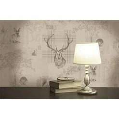 HOLDEN DECOR Holden Woodland Animals Stag Squirrel Hedgehog Metallic Wallpaper Cream 98012
