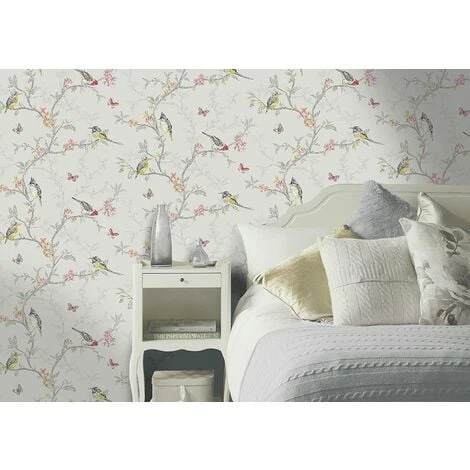 Holden Decor Phoebe Birds Butterfly Branches Leaves Wallpaper - Dove 98081 Holden Decor Phoebe Birds Butterfly Branches Leaves Wallpaper - Dove 98081 -HOLDEN DECOR Shop 33961526 2