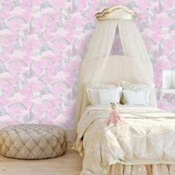 HOLDEN DECOR I Believe In Unicorns Wallpaper - Pink 12480
