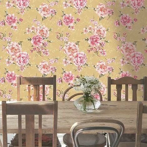 HOLDEN DECOR Lavina Floral Wallpaper Holden Mustard Coral Yellow Pink Paste The Wall HOLDEN DECOR Lavina Floral Wallpaper Holden Mustard Coral Yellow Pink Paste The Wall -HOLDEN DECOR Shop 33989812 2