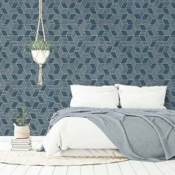 HOLDEN DECOR Astonia Geometric Wallpaper Holden Textured Glitter Vinyl Navy Blue Silver 4 HOLDEN DECOR Astonia Geometric Wallpaper Holden Textured Glitter Vinyl Navy Blue Silver -HOLDEN DECOR Shop 34046812 3