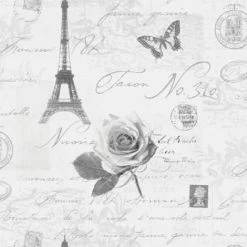 HOLDEN DECOR Silver Grey Quotes Wallpaper Paris Postcards Travel Eiffel Tower Luxury Feature