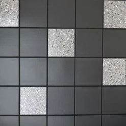 Holden Decor Black Grey Glitter Effect Granite Silver Tile On A Roll Wallpaper