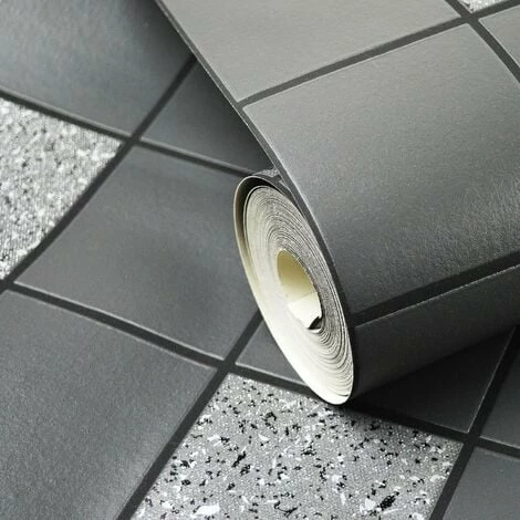 Holden Decor Black Grey Glitter Effect Granite Silver Tile on a Roll Wallpaper Holden Decor Black Grey Glitter Effect Granite Silver Tile On A Roll Wallpaper -HOLDEN DECOR Shop 3555854 2