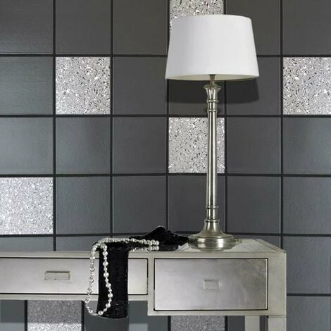 Holden Decor Black Grey Glitter Effect Granite Silver Tile on a Roll Wallpaper Holden Decor Black Grey Glitter Effect Granite Silver Tile On A Roll Wallpaper -HOLDEN DECOR Shop 3555854 4