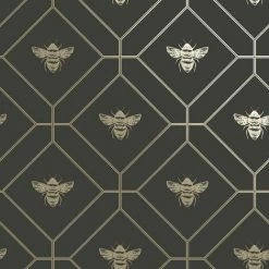 HOLDEN DECOR Honeycomb Bee Wallpaper Holden Décor Geometric Metallic Modern Gold Charcoal