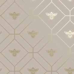 HOLDEN DECOR Honeycomb Bee Wallpaper Holden Décor Geometric Metallic Modern Gold Pink