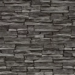 HOLDEN DECOR Thornton Wallpaper Holden Décor 3D Slate Brick Effect Black Charcoal Modern