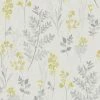 HOLDEN DECOR Pashley Wallpaper Holden Décor Floral Grey Yellow Flower Natural