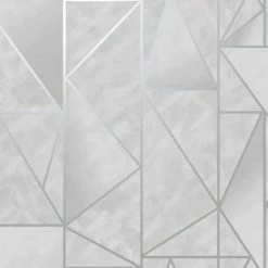 HOLDEN DECOR Bardsey Wallpaper Holden Décor Metallic Silver Geometric Grey Modern