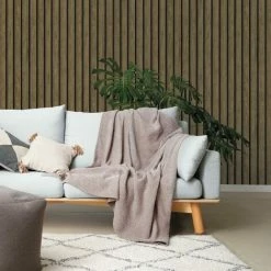 Dark Oak Wooden Slat Wallpaper Holden Decor Wood Effect Modern Paste The Wall -HOLDEN DECOR Shop 50945113 3