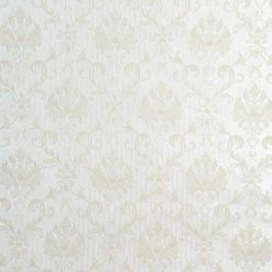 HOLDEN DECOR Traditional Holden Emily Floral Damask Stripe Metallic Cream Textured Wallpaper
