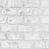 HOLDEN DECOR Holden Glistening Realistic Brick Effect White Silver Metallic Feature Wallpaper
