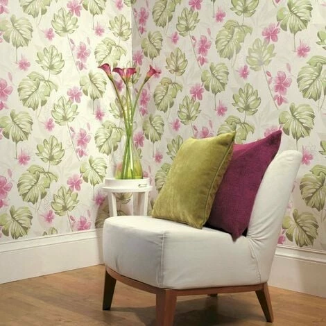 HOLDEN DECOR Tropical Leaves Palm Flowers Floral Pink Green Sage Blush Cream Leaf Wallpaper HOLDEN DECOR Tropical Leaves Palm Flowers Floral Pink Green Sage Blush Cream Leaf Wallpaper -HOLDEN DECOR Shop 61257834 1