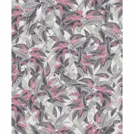 HOLDEN DECOR Holden Brassica Floral Leaves Birds Charcoal Pink Green Paste The Wall Wallpaper HOLDEN DECOR Holden Brassica Floral Leaves Birds Charcoal Pink Green Paste The Wall Wallpaper -HOLDEN DECOR Shop 68568454 2