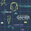 HOLDEN DECOR Holden Gamer Boys Navy Neon Yellow Boys Space Invader Paste The Paper Wallpaper