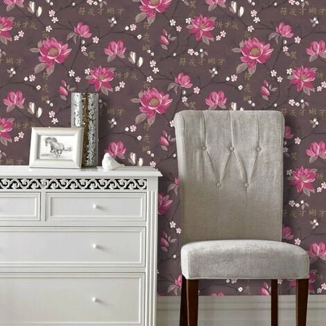 HOLDEN DECOR Flower Oriental Floral Wallpaper Kaori Plum Pink Gold Paste The Wall Holden HOLDEN DECOR Flower Oriental Floral Wallpaper Kaori Plum Pink Gold Paste The Wall Holden -HOLDEN DECOR Shop 6890215 2