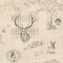 HOLDEN DECOR Holden Décor Richmond Highland Stag Wallpaper (One Size) (Charcoal/Cream)