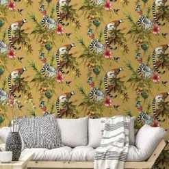 HOLDEN DECOR Holden Décor Lemur Wallpaper (One Size) (Ochre Yellow) -HOLDEN DECOR Shop 70356845 3