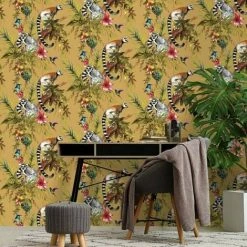 HOLDEN DECOR Holden Décor Lemur Wallpaper (One Size) (Ochre Yellow) -HOLDEN DECOR Shop 70356845 5