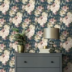 HOLDEN DECOR Holden Décor Gardenia Glitter Textured Wallpaper (10m X 53cm) (Navy/Pink/Green) -HOLDEN DECOR Shop 70357333 4