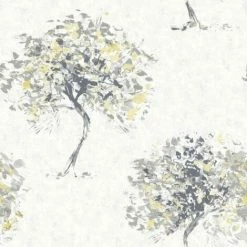 HOLDEN DECOR Holden Décor Kaleidoscope Beacon Fell Trees Wallpaper (32ft X 21in) (Yellow/Grey)