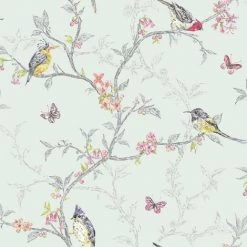 HOLDEN DECOR Holden Décor Phoebe Birds Wallpaper (10m X 52cm) (Soft Teal)