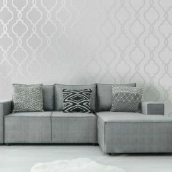 HOLDEN DECOR Holden Décor Laticia Geometric Trellis Textured Wallpaper (10m X 53cm) (Pale Grey/Silver) -HOLDEN DECOR Shop 70357962 3