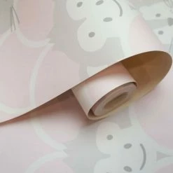 HOLDEN DECOR Holden Décor Over The Rainbow Peek A Boo Animals Wallpaper (32.8ft X 21in) (Pink/Grey/White) -HOLDEN DECOR Shop 70358097 2