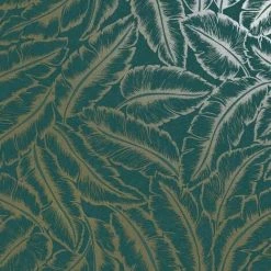 HOLDEN DECOR Holden Décor Elgin Tropical Leaves Textured Wallpaper (10m X 53cm) (Teal/Gold)