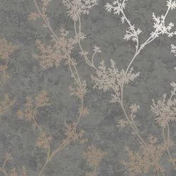 HOLDEN DECOR Holden Décor Chevril Floral Textured Wallpaper (10m X 53cm) (Grey/Rose Gold)