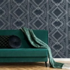 HOLDEN DECOR Holden Décor Delano Geometric Textured Wallpaper (10m X 53cm) (Navy/Silver) -HOLDEN DECOR Shop 71113399 2