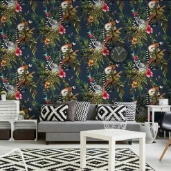 HOLDEN DECOR Lemur Wallpaper Navy Blue Tropical Jungle Birds Metallic Floral Trees Animals 3 HOLDEN DECOR Lemur Wallpaper Navy Blue Tropical Jungle Birds Metallic Floral Trees Animals -HOLDEN DECOR Shop 7720406 2