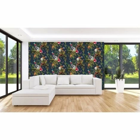 HOLDEN DECOR Lemur Wallpaper Navy Blue Tropical Jungle Birds Metallic Floral Trees Animals HOLDEN DECOR Lemur Wallpaper Navy Blue Tropical Jungle Birds Metallic Floral Trees Animals -HOLDEN DECOR Shop 7720406 3