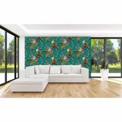 HOLDEN DECOR Teal Multicoloured Lemur Wallpaper Monkeys Flowers Floral Trees Animals Holden -HOLDEN DECOR Shop 7720408 3