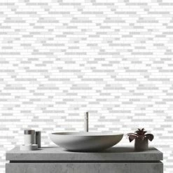 HOLDEN DECOR Holden White Grey Oblong Tile Kitchen Bathroom Vinyl Silver Glitter Wallpaper -HOLDEN DECOR Shop 9730457 2