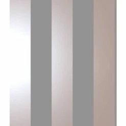 Bold Stripe Grey Rose Gold Metallic Shimmer Wallpaper Feature Holden Decor